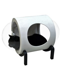 Домик для кошек капсула напольный белый с черным M 65х48х39 4 см Petsapartments