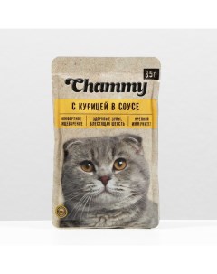 Влажный корм для кошек курица кусочки в соусе пауч 85 г 25 шт Chammy