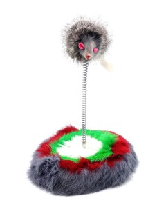 Игрушка для кошек Мышь на пружинке с прицелом серая Nobrand