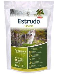 Сухой корм для собак Estrudo Siberia для средних пород говядина 1 кг Porcelan