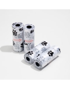 Пакеты для уборки за собаками белые полиэтилен 4 шт по 15 пакетов 29х21 см Пижон