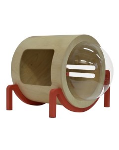 Домик для кошек капсула напольный бежевый с красным L 60х48х39 4 см Petsapartments