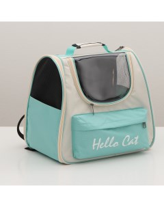 Рюкзак переноска для животных Hello Cat белый текстиль 32 х 21 х 35 см Пижон