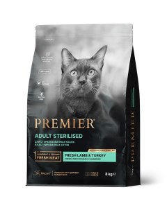 Сухой корм для кошек для стерилизованных ягненок с индейкой 8 кг Premier