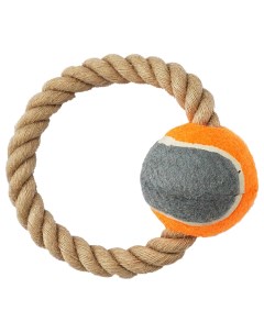 Игрушка для собак грейфер джутовый кольцо с теннисным мячом 16 см 1%