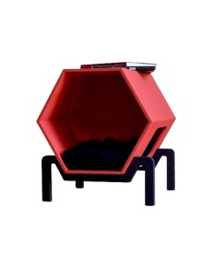 Напольный шестигранный домик Д040943 размер M черный красный Petsapartments