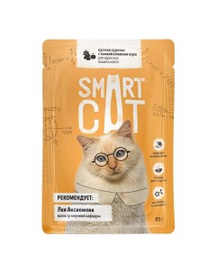 Влажный корм кусочки курочки с тыквой в нежном соусе для кошек 85 г Smart cat
