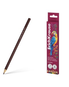 Цветные карандаши деревянные Safari трехгранные 61813 грифель 3 3 мм 6 цветов Erich krause