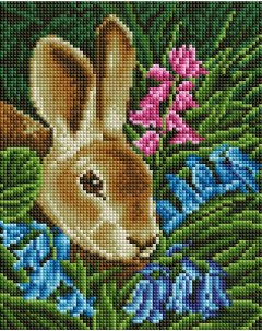 Алмазная мозаика Кролик Полная выкладка 25х20 см квадратные стразы Белоснежка
