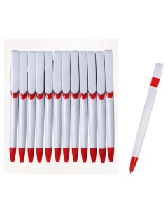 Ручка под Лого 10200064 шариковая клип 1х5 см белый с красным 12 шт Calligrata