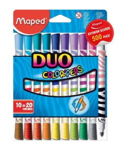 Фломастеры двусторонние с заблокированным пишущим узлом Color Peps 10шт 20 цветов Maped