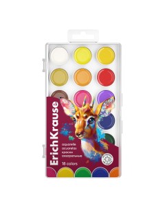 Краски акварельные Safari 61378 с УФ защитой яркости 18 цветов Erich krause