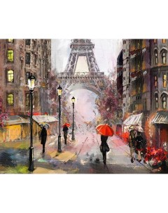 Картина по номерам Премиум Париж под дождем холст на подрамнике 40х50 см Цветной