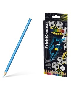 Цветные карандаши пластиковые Sport DNA 61809 трехгранные 12 цветов Erich krause