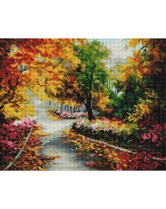 Алмазная мозаика Осенняя мелодия Полная выкладка 40х50 см квадратные стразы Белоснежка