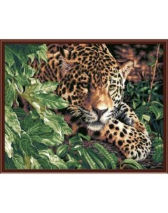 Картина по номерам на холсте 40х50 Леопард в кустах GX6833 Цветной
