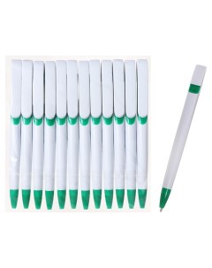Ручка под Лого 10200062 шариковая клип 1х5 см белый с зеленым 12 шт Calligrata