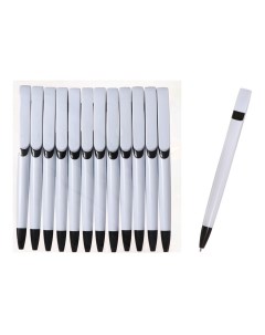 Ручка под Лого 10200063 шариковая клип 1х5 см белый с черным 12 шт Calligrata