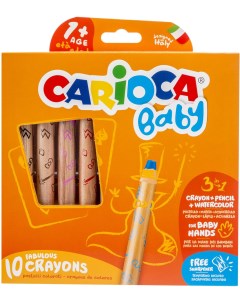 Набор экстра крупных восковых карандашей BABY в дерев корпусе 10 цв точилка уп Carioca