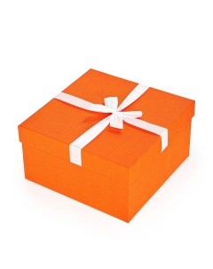 Коробка для подарка 512 026 квадратная с бантом дизайнерская бумага 21х21х11 см Рыжий