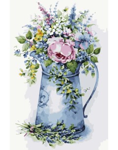 Картина по номерам MG2104 Романтичный букетик в лейке Цветной