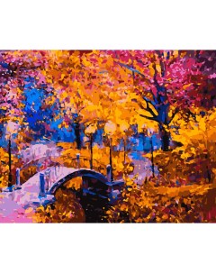 Картина по номерам Премиум Яркая осень холст на подрамнике 40х50 см Цветной