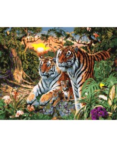 Картина по номерам на холсте 40х50 Семья тигров GX7861 Цветной