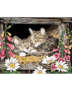 Картина по номерам GX5606 Котята в гнезде Цветной