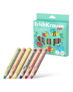 Цветные карандаши деревянные Baby Jumbo 61778 6 цветов с точилкой Erich krause