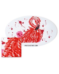 Алмазная мозаика Розовый фламинго частич выкладка 13х22 см круглые непрозр стразы Цветной