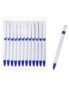Ручка под Лого 10200065 шариковая клип 1х5 см белый с синим 12 шт Calligrata