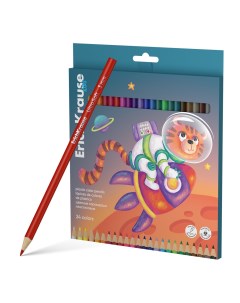 Цветные карандаши пластиковые Kids Space Animals трехгранные 61784 24 цвета Erich krause
