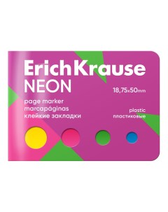 Клейкие закладки пластиковые Neon 61587 18 75x50 мм 100 листов 4 цвета Erich krause
