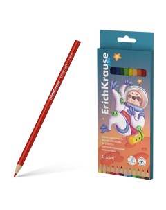 Цветные карандаши пластиковые Kids Space Animals трехгранные 61782 12 цветов Erich krause