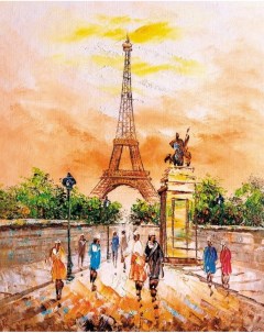 Картина по номерам Премиум Прогулка по теплому Парижу холст на подрамнике 50х40 см Цветной