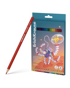 Цветные карандаши пластиковые Kids Space Animals 61783 трехгранные 18 цветов Erich krause