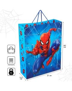 Пакет подарочный 31х40х11 см человек паук Marvel