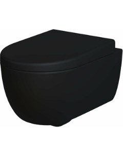Унитаз подвесной безободковый Abner с толстым сиденьем микролифт матовый черный 103T20201R 102T20201 Ambassador