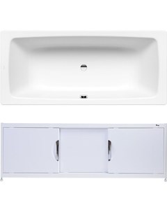 Ванна стальная Cayono Duo 724 Easy Clean 170x75 с экраном Emmy Малибу и ножками Kaldewei