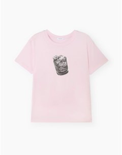 Розовая футболка Straight с принтом Gloria jeans