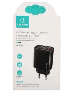 Зарядное устройство сетевое US CC133 T40 УТ000024951 QC3 0 PD Digital Display Fast Charger черное CC Usams