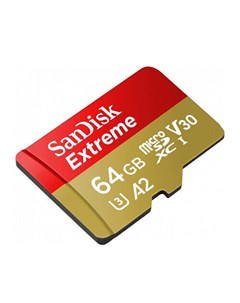 Карта памяти 64Gb Extreme Micro Secure Digital XC Class 10 UHS I A2 C10 V30 U3 SDSQXAH 064G GN6GN Sandisk