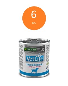 Vet Life Dog Hypoallergenic консервы для собак при пищевой аллергии и или непереносимости Утка и кар Farmina vet life