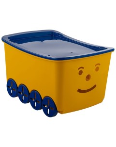 Ящик для игрушек 48 л на колесах с крышкой пластик 57 5х41 0х34 5 см желтый Гусеница 00 00000224 Элластик пласт
