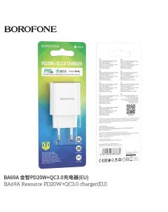Сетевое зарядное устройство BA69A 20 Вт USB EU USB type C Quick Charge PD белый 6974443387865 Borofone
