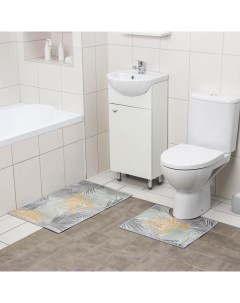 Набор ковриков для ванны и туалета Тропики 2 шт 50x80 40x50 см Доляна