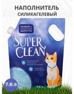 Наполнитель для кошачьих туалетов силикагелевый впитывающий 7 6 л 3 2 кг Super clean