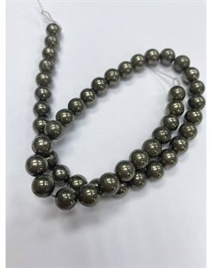 Бусины из пирита шарик 8 мм длина нити 38 см 46 бусин beads14 Nobrand