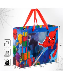 Пакет подарочный с пластиковым окном 31 х 26 х 11 см человек паук Marvel