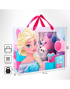 Пакет подарочный с пластиковым окном 31 х 26 х 11 см холодное сердце Disney